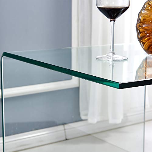 SMARTIK Clear Glass End Table, Bedside Table for Bedroom, Small Side