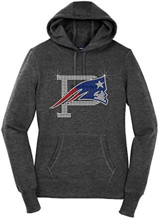 Personalize bling rhinestone ''Patriots" Sport-Tek Ladies Pullover Hooded Sweatshirt.ndk1979