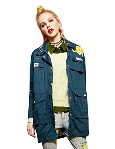 Elf Sack Girls Winter Buttoned Loose Polo Trench Jacket Blue Medium Elf Sack Girls Winter Buttoned Loose Polo Trench Jacket Blue Medium