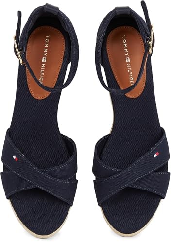 Donna Espadrillas Wedge Flag Criss-Cross Mid con Cinturino alla Caviglia, Blu (Space Blue), 40