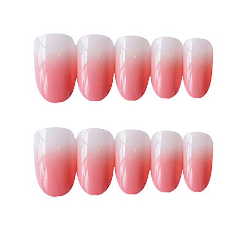 24pcs/set Press On Nails for Women False Nail Tips with Glue Design French Oval Fake Nails for Women Full Cover Artificial Fingernail Art Tips Stick On Nails