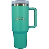 VICFANI Tumbler With Handle, Lid and Straw, 40 oz, Made of Stainless Steel, Double Wall Vacuum Insulated, BPA free, For Water, Iced Tea, Coffee an Juices