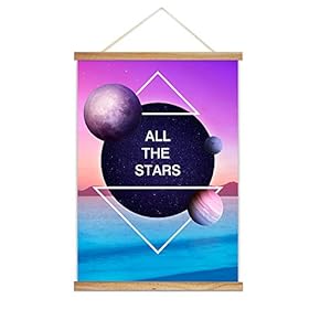 Hanging Poster Wooden Framed Beautiful Moon Theme Home Wall Canvas Prints Ready to Hang - 18"x24" inches