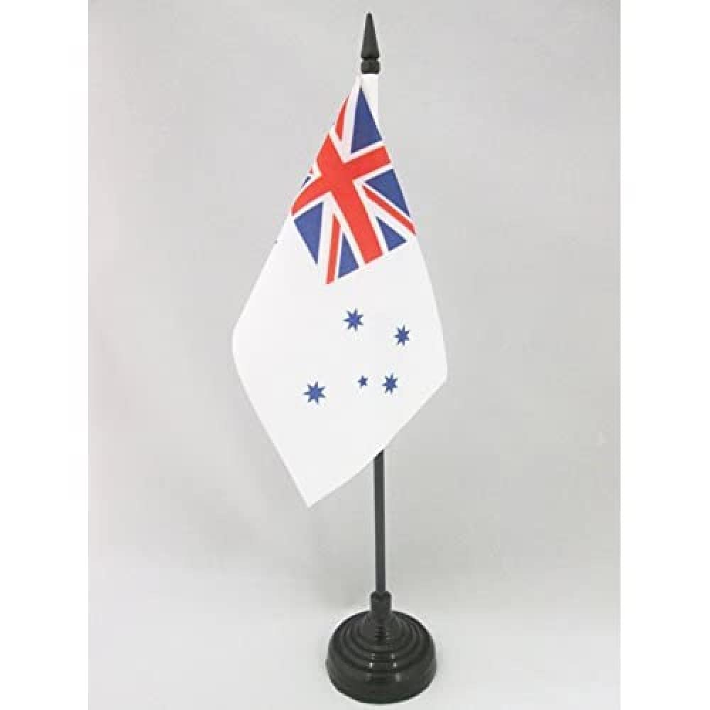 AZ FLAG - Australia Navy Ensign Table Flag 4'' x 6'' - australian navy Office Mini Banner 100% Polyester 15 x 10 cm - Mini Desk Flag with 10'' Pole and Black Plastic Base