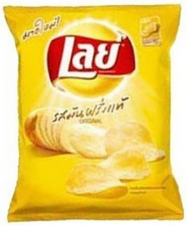 New Lays Potato Chip Crispy Snack - Flat Salt X 3 Bags, Potato Chip Crispy Snack Made in Thailand