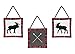 Sweet Jojo Designs Grey, Black and Red Woodland Plaid Moose and Arrow Wall Hanging Decor for Rustic Patch Collection - Set of 3