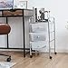 Giantex 3 Drawers Cart Storage Bin Organizer Rolling Storage Cart Metal Frame Plastic Drawers Flexible Wheels Home Office Scrapbook Supply & Paper Shelf, Clear White