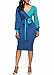 KISSMODA Womens Sexy Deep V Neck Faux Wrap Midi Bodycon Dress Long Sleeve Colorblock Pencil Dresses With Tie-Belt