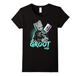 Womens Marvel Guardians Vol. 2 Baby Groot Neon Tape Graphic T-Shirt Small Black