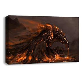 Canvas Wall Art Angel and Dragon Pictures Home Wall Decorations for Bedroom Living Room Paintings Canvas Prints Framed - 12x18 inches