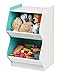 IRIS USA KSBS-2BLU 2 Tier Curved Edge Storage Shelf, 2 Shelves, White/Blue