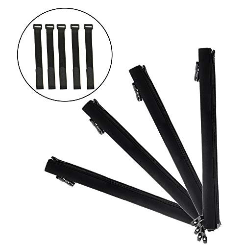 Premium 4 Pack Cable Management Sleeve with 5 Pieces Cable Tie, Adjustable Cord Organizer Cable Wrap Wires Cover Sleeves Wraps Wire Hider System with Zipper and Buckle for Desk Home Office Computers