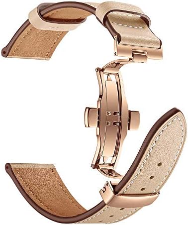 Besde for Apple Watch Series 4 40mm 44mm Quick Release Strap Soft Lightweight Breathable Butterfly Buckle Leather Sport Wristband Replacement Smart Watch Bands Apple Watch Series 4 (Beige, 44mm)