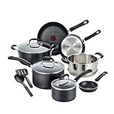 T-fal C515SC Professional Nonstick Cookware Dishwasher Safe Pots and Pans Set, Induction Base, Black