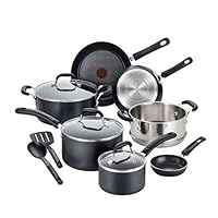 T-fal Professional Nonstick Dishwasher Safe Cookware Set, 12-Piece, Black T-fal Professional Nonstick Dishwasher Safe Cookware Set, 12-Piece, Black