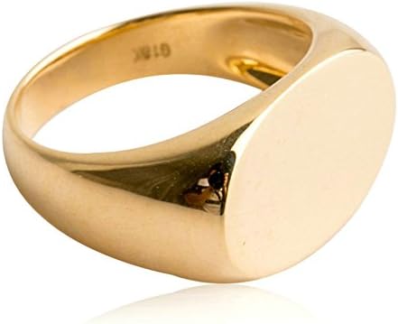 AMDXD Jewelry 925 Sterling Vintage Rings for Men High Polished Oval Shape Gold Punk Ring