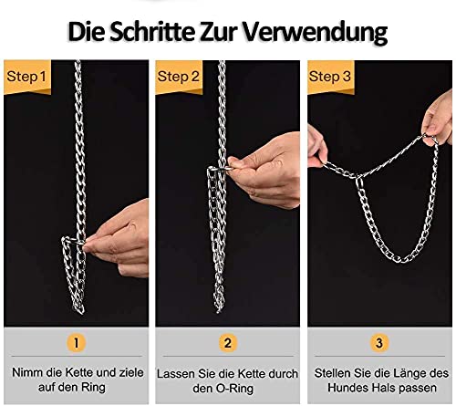 Dog Chain Collars Strong Dog Chain No Pull Dog Metal Slip Collar Anti Chew Training Collar Stainless Collar for Small Medium Large Dogs