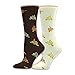 Young Adult Girls School Socks Fun Novelty Floral Design Trouser Socks 6-Pair Crew (Rosebud)