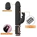 Vibrating Rabbit Realistic Dildo for Clitoral Stimulation, G-Spot Vibrator Bunny Rotating Bead Waterproof Rechargeable Clitoral Anal Vibrator Adult Sex Toys(Black)