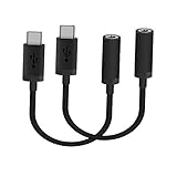 Belker Type C to 3.5mm Audio Headphone Stereo Adapter Connector/ 2 Pcs USB C to 3.5mm Audio Microphone Female Adapter for Moto Z Droid, XPS13, CDLA, Headphone and other Type C Port Devices (Black)