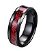 8mm Red Carbon Fiber Black Celtic Dragon Ring For Men Beveled Edges Wedding Band (12)