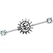 Body Candy Women's Stainless Steel Light Blue Accent Celestial Sun and Moon Industrial Body Piercing Barbell 14 Gauge 38mm, One Size