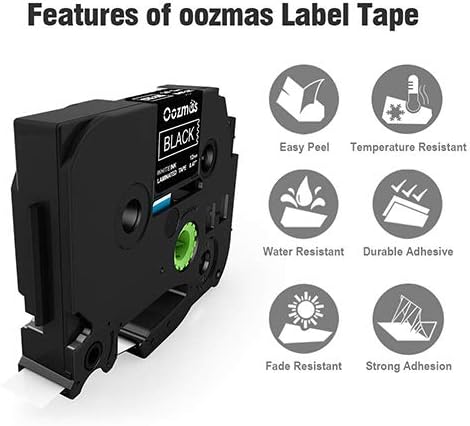 3X Oozmas Compatible with Brother Label Printer Tape Replacement for Ptouch White on Black Tape TZe 12mm 0.47 TZe-335 - Image 4