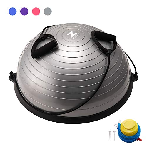 ZELUS Balance Ball Trainer Half Yoga Exercise Ball with Resistance Bands and Foot Pump for Yoga Fitn ZELUS Balance Ball Trainer Half Yoga Exercise Ball with Resistance Bands and Foot Pump for Yoga Fitn