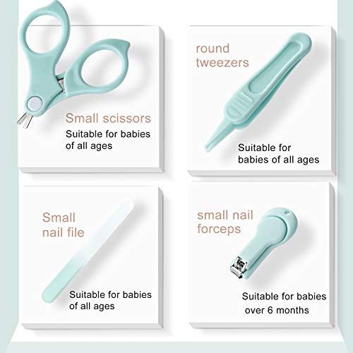 Baby Nail Kit, Scissors, Clipper, Nail File, Tweezers 4 in 1, Safety Baby Grooming Kit with Cute Case for Newborn,Infant,Toddler,Kids