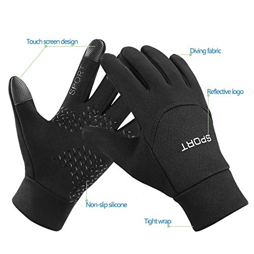 KISCHERS Cell Phone Touch Screen Man Women Gloves, Winter Sports Suitable (Black, M)