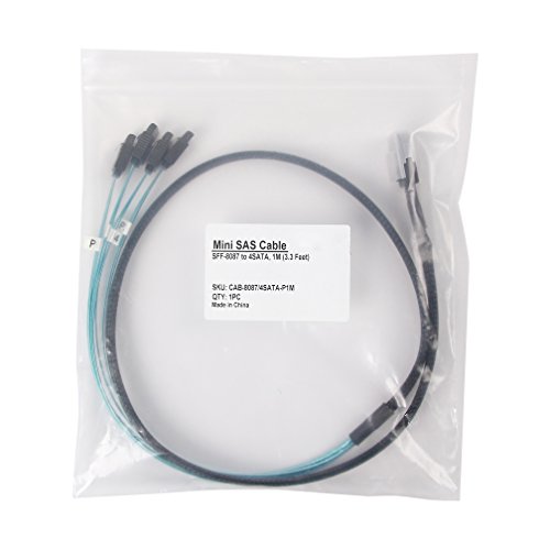 ipolex Mini SAS 36Pin (SFF-8087) Male to 4 SATA 7Pin female Cable - Interal Forward Breakout Cable - 1m (3.3ft) - Thumbnail 4