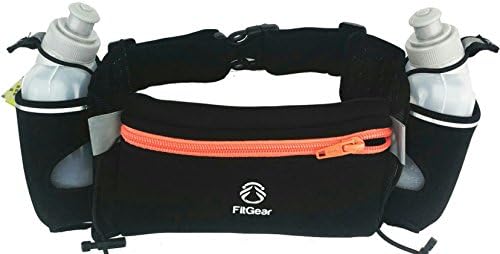 Fit Gear: Amazing Waterproof Best Neoprene Running water Belt Includes (2)10 ounce BPA Free, Leak Proof Water Bottles, Anti-Slip Snug Fitting 7.0" Pouch Fits Even All Larger Smartphones