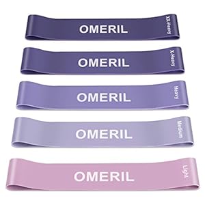 OMERIL Resistance Bands [Set of 5], Skin-Friendly Resistance Exercise Loop Bands with 5 Resistance Levels for Legs and Glutes, Arms, Fitness Bands for Home, Gym, Yoga, Training-Carry bag included