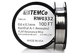 TEMCo Flat Ribbon Kanthal A1 Wire 0.6mm x 0.1mm 100 Ft Resistance A-1