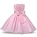 NNJXD Girl Sleeveless Lace 3D Flower Tutu Holiday Princess Dresses Size 6-7 Years Pink