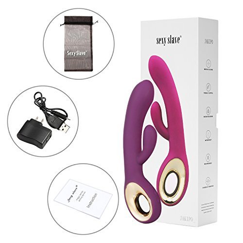 Sexy Slave Alice\'s Rechargeable Dual Wand 6-Function Waterproof G-Spot and Clitoral Rabbit Vibrator, Purple