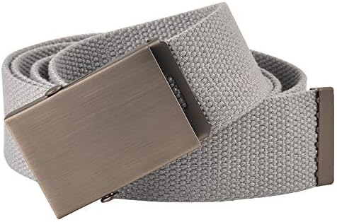 Canvas Webbing Belt with Nickel Free Buckle Trim to Fit, 45'' Military Tactical Belt Metal Sliding Buckle for Outdoor, Sport, Casual Occasions