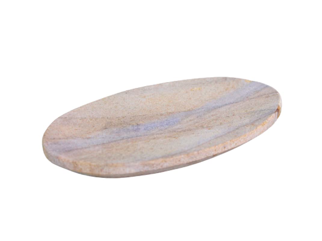Stonkraft Natural Water Absorbent & Rigged Soap Dish Soap Holder made of Natural Rainbow Stone - Unique Bath Bathroom Accessories (Oval)
