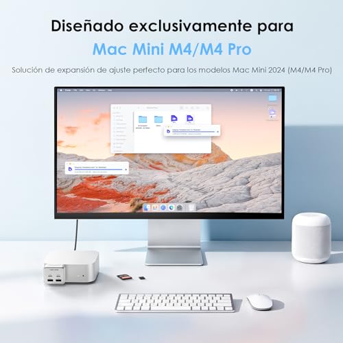 Mac mini M4 Hub | WAVLINK 6 puertos: 2 USB-C 10G, 2 USB-A 10G, lector tarjetas SD/TF 3.0 | Transferencia rápida y conexión múltiple para Mac mini M4 y M4 Pro