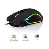 Accro Xtrem RGB Gaming Mouse Wired Computer Mouse Optical Mouse with 4 Adjustable Levels Comfortable for All Hand Sizes - Ambidextrous & Ergonomic Grip for Laptop Gamer
