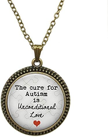 JEANCZ Antique Bronze Finish With Cable Chain The Cure For Autism Is Unconditional Love Quotevintage Style Pendant Necklace Personalized Necklace