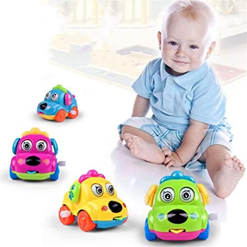 CARDEON 1Pc Cute Cartoon Animal Dog Wind Up Toys Running Car Clockwork Classic Toy Newborn Spring Toy Random Color