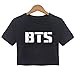 YJQ Women's Kpop BTS Crop Top Short Sleeve T-Shirt Suga Jimin Jin Jung Jook J-Hope Rap Monster V(S Black)
