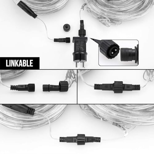 LE 10m LED Rope Light, 240 LED Rope Light IP44 Waterproof, Light Chain Power Supply with EU Plug for Indoor and Outdoor Party Decoration, Warm White Rope Light