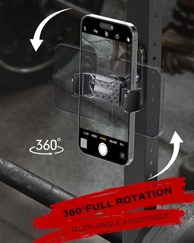 APPS2Car Soporte Magnético para Celular de Gimnasio, Ajustable 360°, Compatible con Smartphones de 4.7 a 6.5 Pulgadas, Base y Articulación de Aleación, Accesorios Gym - Negro