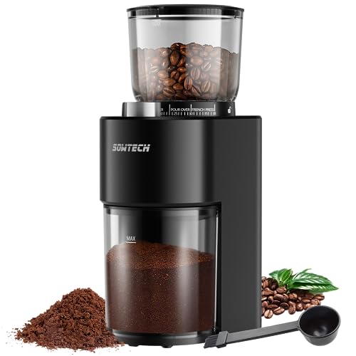 SOWTECH Antistatic Conical Burr Coffee Grinder, Adjustable Burr Mill