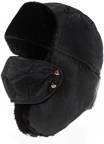 Tkas Winter Hat Ski Snow Cap Hunting Trooper Trapper Cold Weather Windproof Chin Strap Black