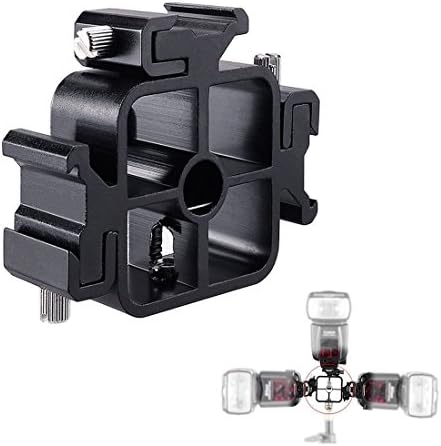 VVHOOY 3 Triple Hot Shoe Mount Bracket Cold Shoe Mount Light Stand Umbrella /Flash Holder Bracket for Speedlight, Led Lights, LED Monitors,Video Light,Microphones, Audio Recorder &amp; Studio Flash