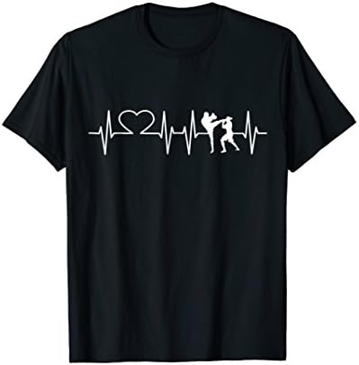 Mens Heartbeat Kickboxing Shirt Kick Boxing T-Shirt Karate Tee Large Black
