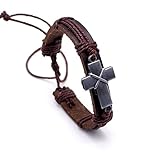 LNKRE JEWELRY Brown Criss Cross Leather Bracelet Religious Christian Surfer Bangle